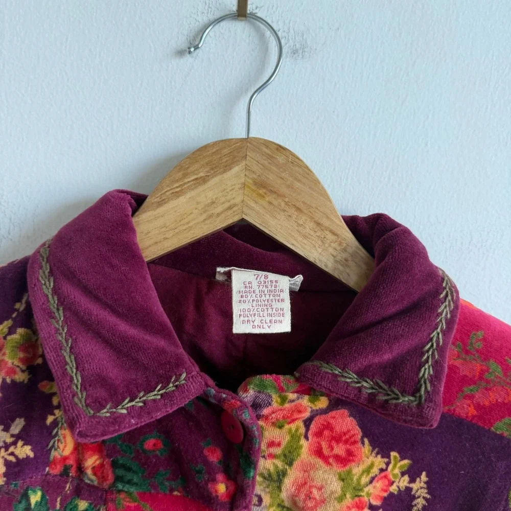 Vintage Cornelliani Velvet Cotton Blend Patchwork Jacket Size 7/8‎